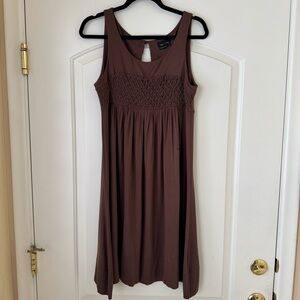 Max and Cleo Brown Scoop Neck Peek A Boo Back Sleeveless Flare Dress Womens 10